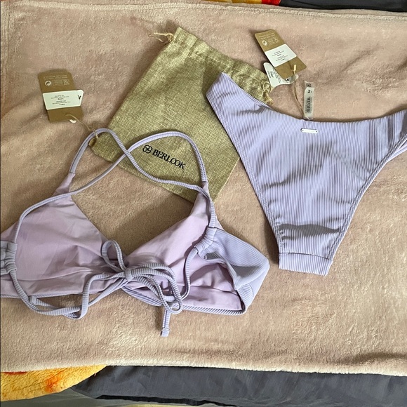 Lavender Ribbed Bikini Set - Picture 2 of 3
